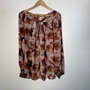 Bellatrix Floral Blouse With Beaded Cuffs Modest Feminine Blush 3X